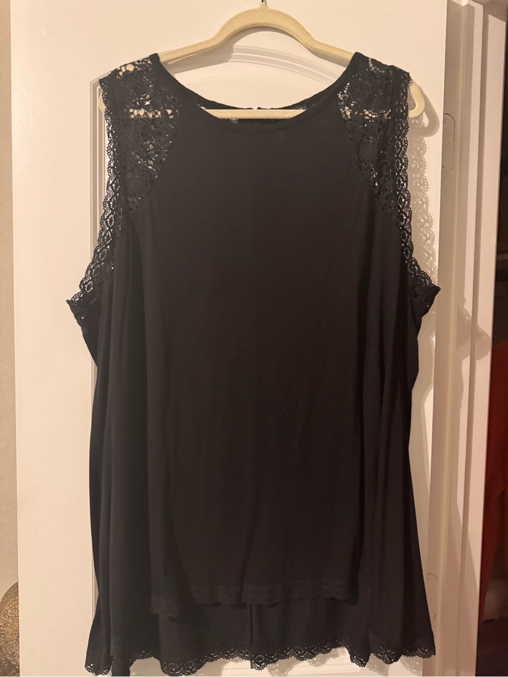 Lane Bryant Black Lace-Shoulder Sleeveless Tank